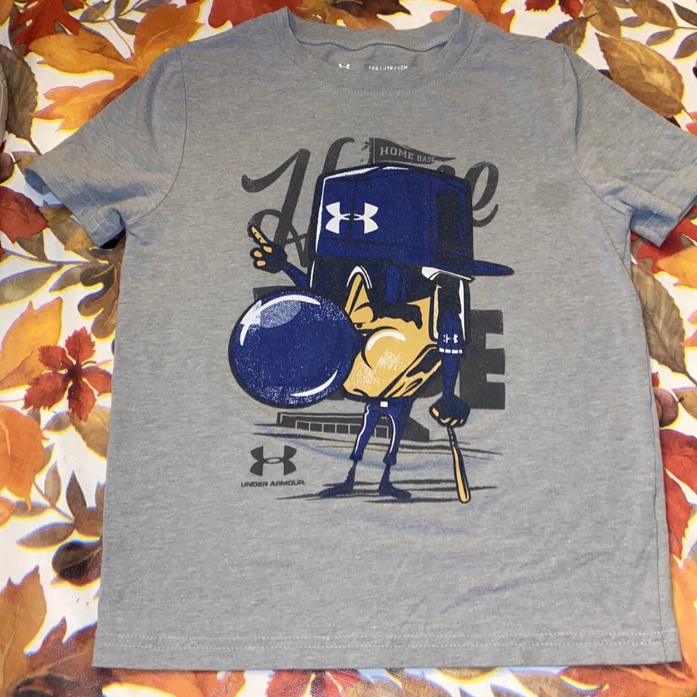 Under Armour “home base” gray short sleeve tee